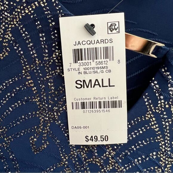 JM Collection Ladies' Intrepid Blue Jacquard Keyhole Sz S NWT🏷 gold accents - Picture 4 of 15
